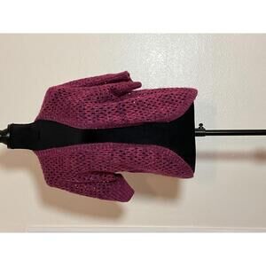 Copper Key Purple Open Weave Knit Cardigan M Crochet Look Boho Layering Lavender
